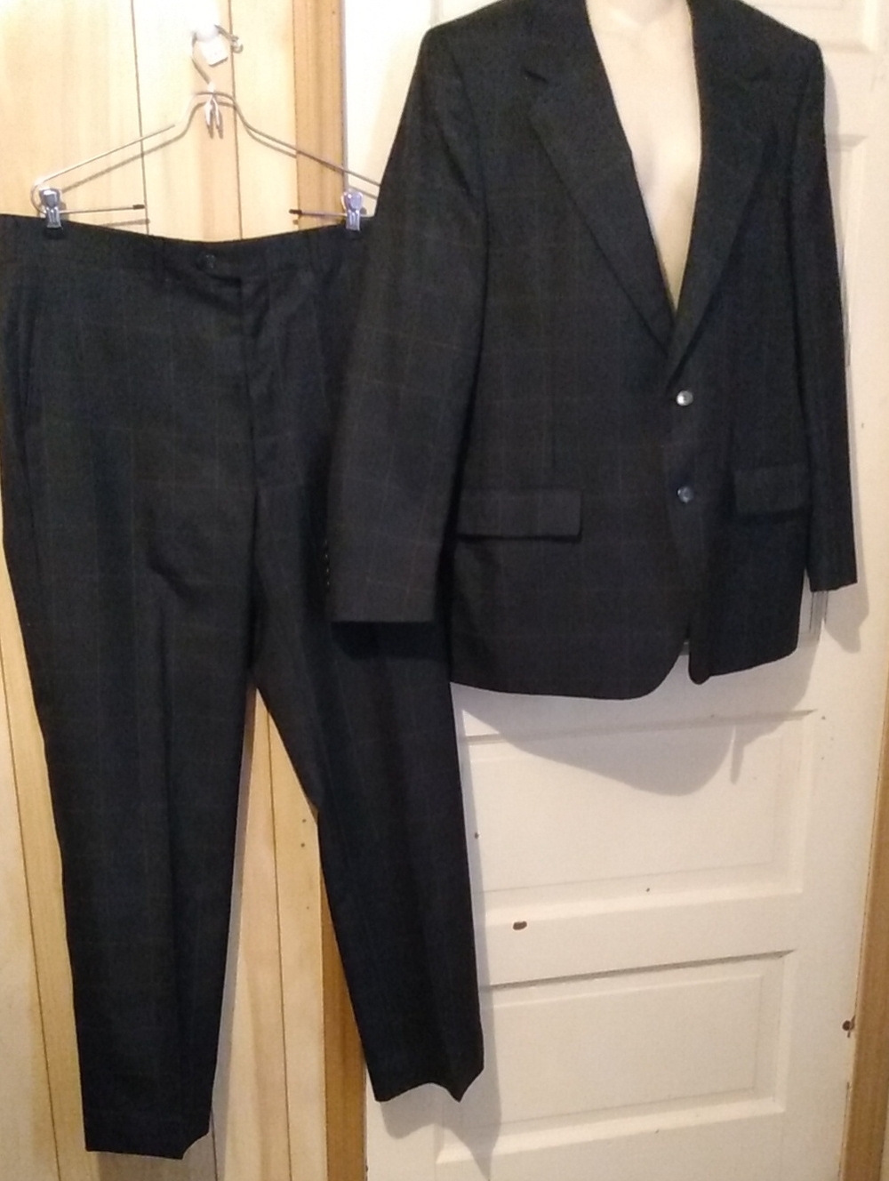 Vtg Windowpane Wool Custom Tailored Oleg Cassini Suit